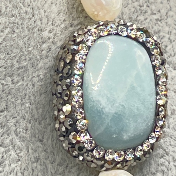 Iris & Lily London New Freshwater Pearl Gemstone Rhinestone Long Necklace - Picture 15 of 16